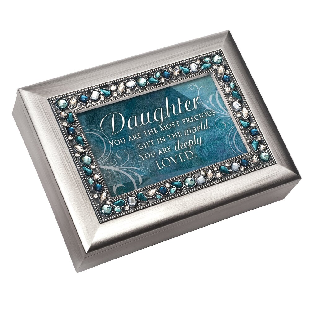 2305 Daughter You are Most Precious Brushed Silvertone Jewelry Music Box